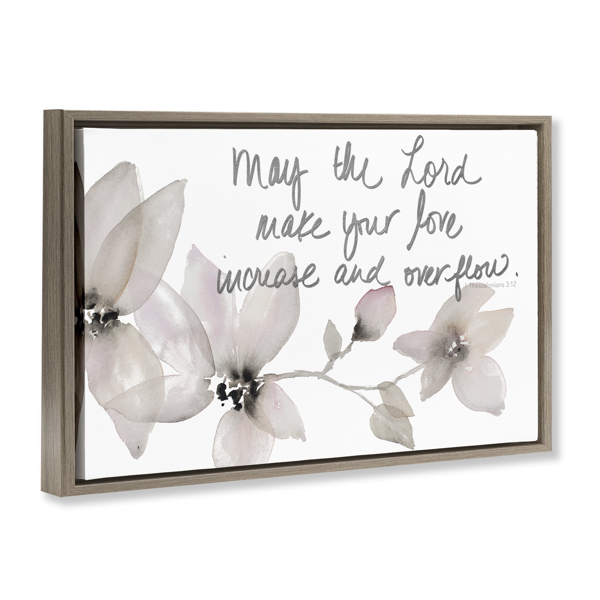 Stupell Industries Love Increase & Overflow Brown Framed Floater Canvas Wall Art, design by Lanie Loreth