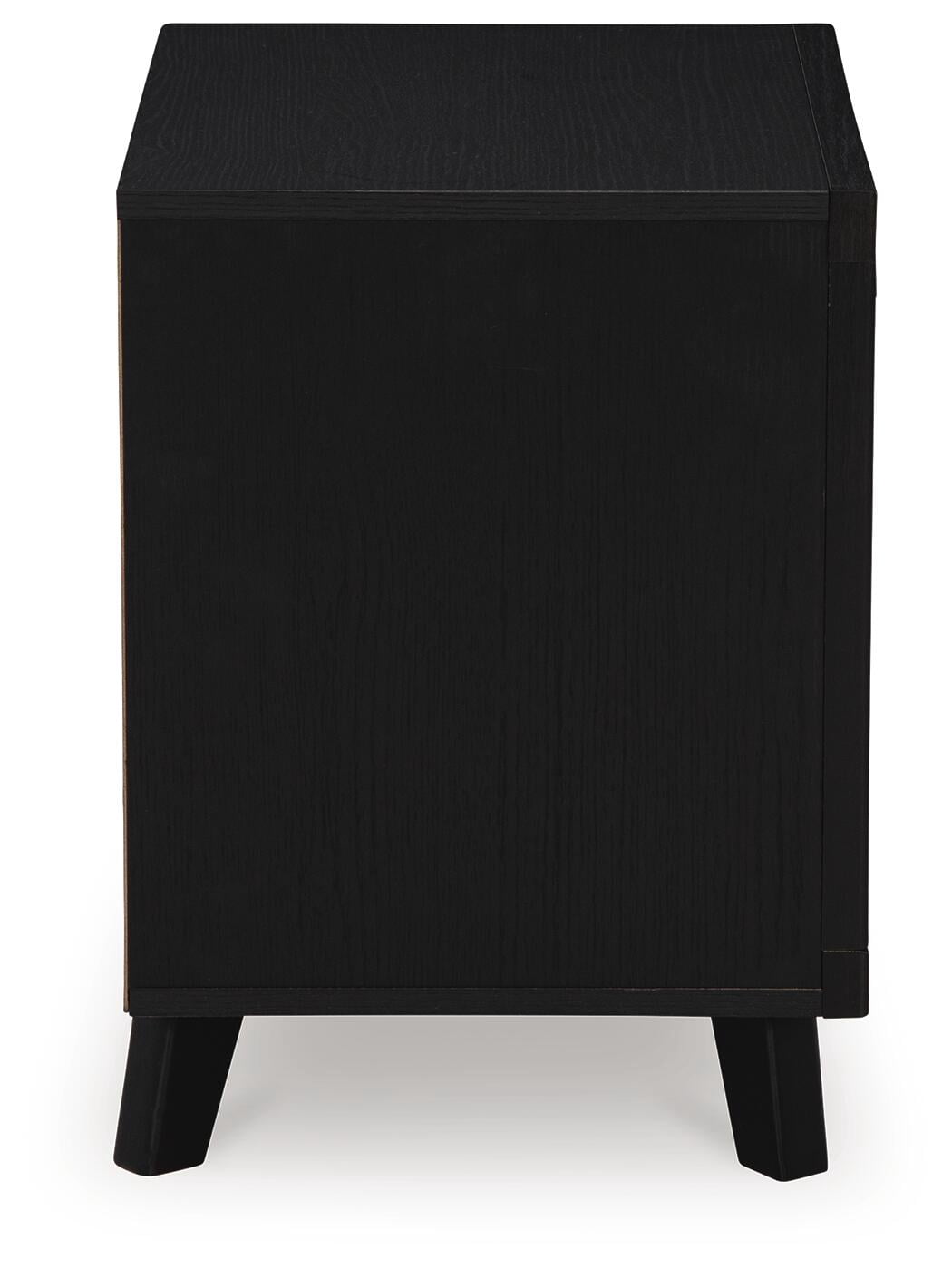 Signature Design by Ashley Danziar Modern Black Nightstand with USB and Wireless Charging, 2 Drawer Bedside Table