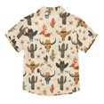 thumbnail image 2 of Dailycode Small Short Sleeve Button Down Shirts Cow Skull with Hat and Cactus Casual Shirt 3-10 Years, 2 of 9