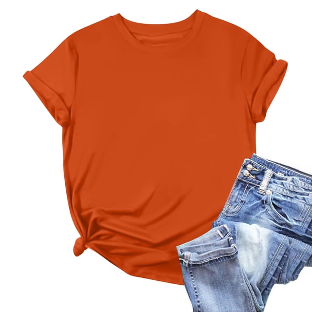 Weiqiqre Hauts pour Femmes Tendance Col Rond T-Shirt Basique - Hauts Mode Été Printemps - T-Shirts Surdimensionnés pour Femmes
