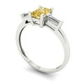 thumbnail image 2 of 0.8 ctw 3 Stone Anniversary Ring for Women | Emerald Cut Simulated Yellow Diamond | Hyperallergenic Solid 18K White Gold, 2 of 5