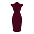 thumbnail image 5 of Karymi Solid Bow Tie Mock Neck Cap Sleeve Midi Bodycon Dress, Keyhole Front Slim Pencil Dress Elegant Office Business Party Dress Womens Dresses, 5 of 5