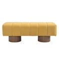 thumbnail image 6 of Christopher Knight Home Modern Mid-Century 50" Chenille Tufted Ottoman Bench, Faux Wood Legs, Yellow, 6 of 6
