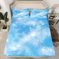 thumbnail image 2 of Manfei Chic Stars Pattern Full Size Sheets,Dreamy Universe Galaxy Bed Sheets,White Blue Sheet Sets For Boy Girls,Ultra Soft Home Decor,4 Pieces, 2 of 7