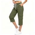 thumbnail image 5 of VBVC Women's Drawstring Cargo Capri Pants, Casual Breathable Mid Calf Utility Trousers For Women, Ladies' Outdoor Hiking Pants with Pockets,Army Green,S-3XL, 5 of 9