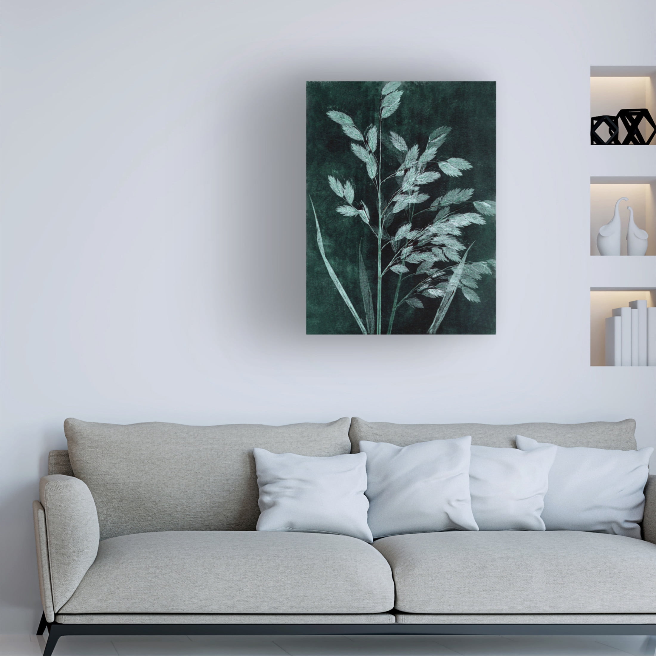Canvas Wall Art - Pernille Folcarelli 'Grass Petrol' Wall Art for Living Room, Bedroom, or Office Décor by Trademark Fine Art - 35 x 47 Inches