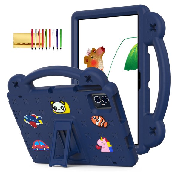 TECH CIRCLE Case for Onn 10.1" Tablet 2024 Gen 4, Cartoon Panda Shockproof Rugged Lightweight Convertible Stand Handles Kids Friendly Case for Onn 10.1 inch 4 Gen Tablet 2024 Model:100135925,Navyblue