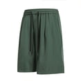 thumbnail image 2 of lcziwo Men Solid Color Shorts Knee Length Elastic Waist Hiking Shorts Big and Tall Beach Fishing Golf Drawstring Dress Shorts with Pockets Army Green XXXXXL, 2 of 5