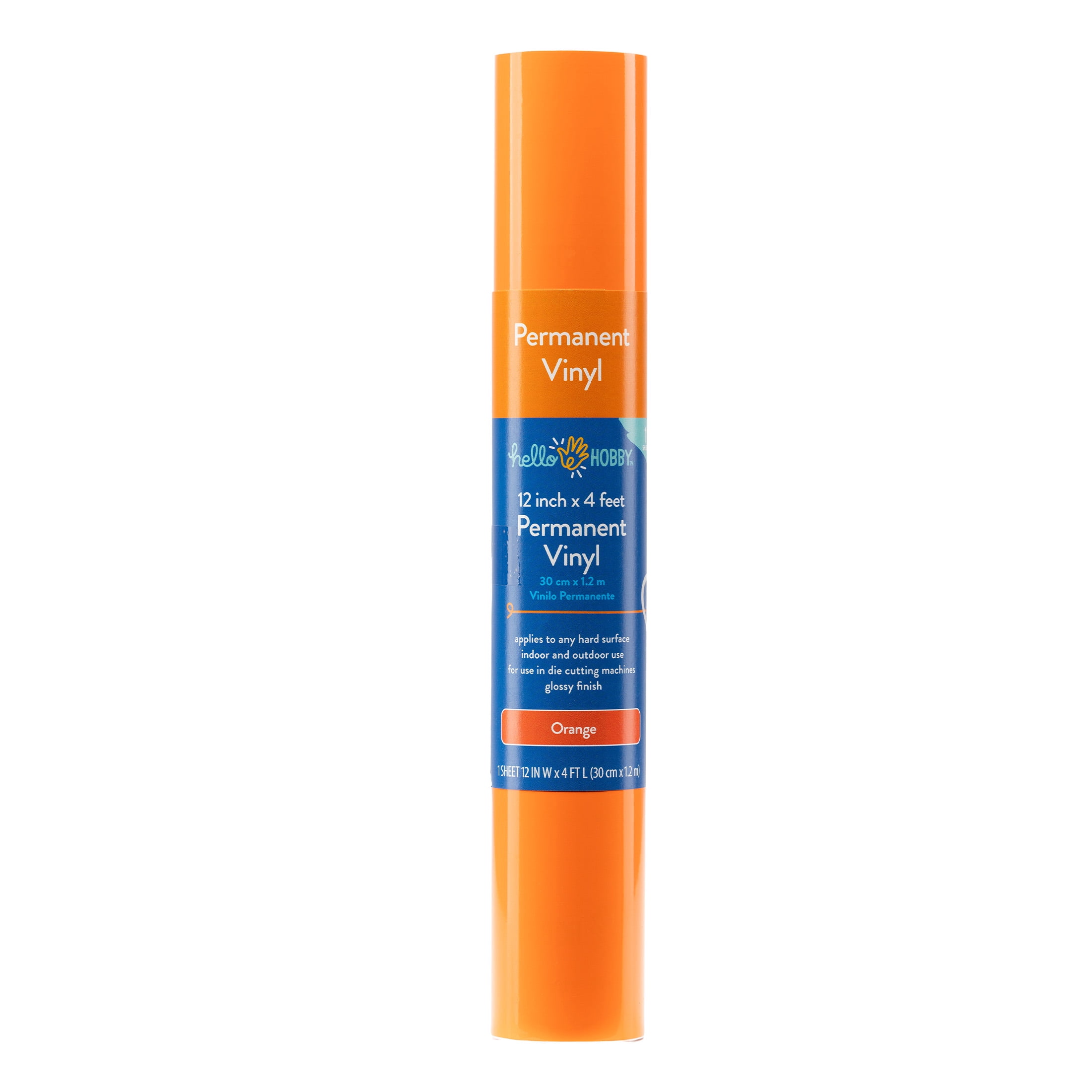 (4 pack) Hello Hobby 12" x 4' Orange Permanent Craft Vinyl Roll