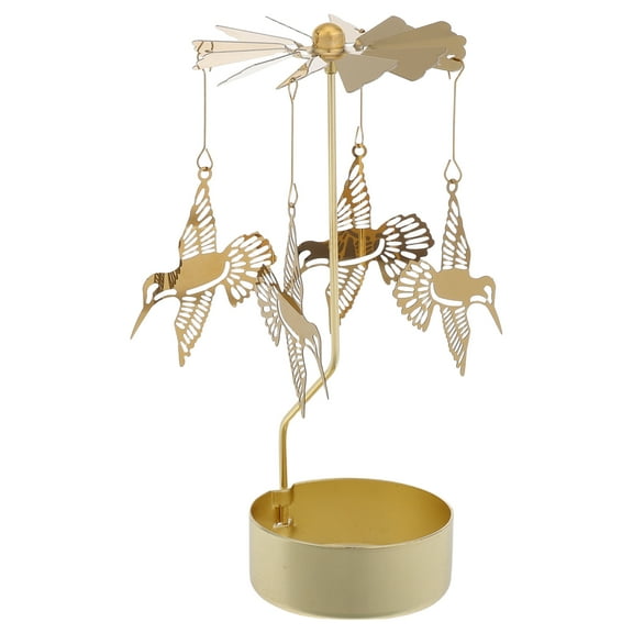 Raindrops Hummingbird Aromatherapy Candle Holder with Golden Iron Rotating Carousel for Indoor Home Decor