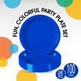 thumbnail image 2 of Assiettes en Plastique Bleu Foncé Exquises Jetables Assiettes de Souper en Plastique de 9 Pouces 100 Pcs Assiettes Jetables Bleu Foncé Assiettes en Plastique pour Fête Assiettes Jetables Robustes 350 G/m2 Assiettes Bleu Foncé pour Fête., 2 of 7