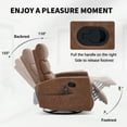 thumbnail image 2 of PAPROOS Rocker Recliner with Heat Therapy and Massage, PU Leather 360°Swivel Rocker Recliner, Rocking Chair for Nursery, Small Rocking Recliner, Manual Recliner for Home Theater, Yellow Brown, 2 of 7