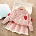 thumbnail image 2 of Zesgjue Girls Sweater Dress Style Jacquard Knit Two Piece Autumn And Winter New Girls Baby Dress Sizes 2-3 Years, Pink, 2 of 4
