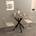 thumbnail image 2 of 31.5" Round Dining Table,Retro and Elegant Dining Table,with Black Metal Frame Structure,Suitable for Dining Rooms,Kitchens,for 2-4 People.Brown, 2 of 8
