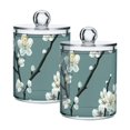 thumbnail image 2 of White Blossom Branch Bathroom Canisters Set of 4 Translucent Plastic Storage for Cotton Pads and Floss, 2 of 7
