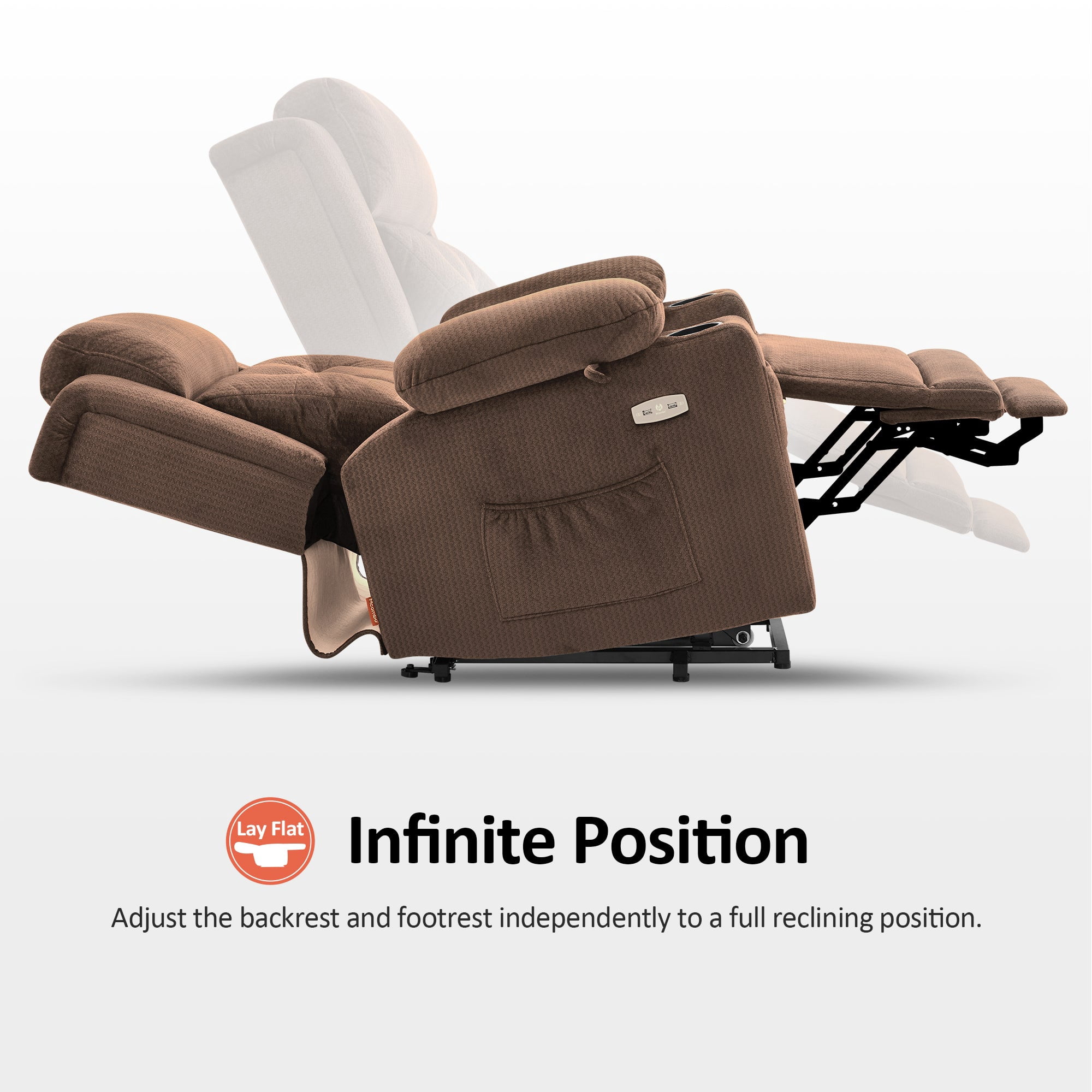 MCombo Small Triple Motor Power Lift Recliner Chair for Petite Elderly, Adjustable Headrest, Infinite Position, Fabric(Brown)