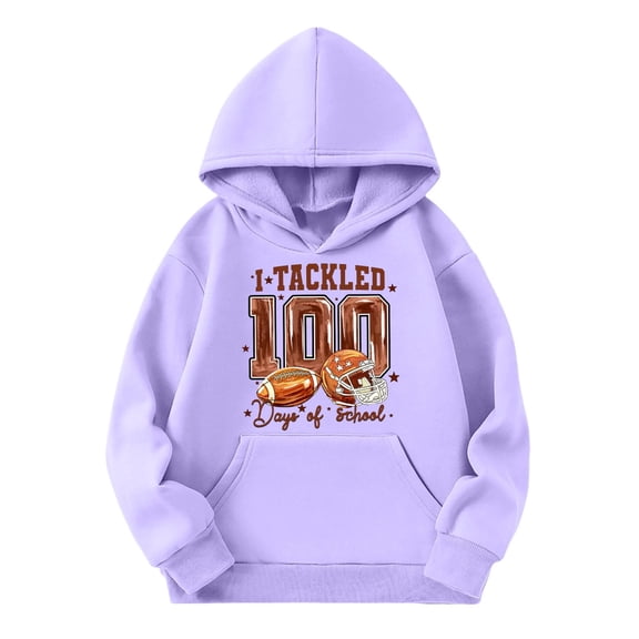 Boys Girls 100 Days of School Hoodie - Kids Letter Graphic Long Sleeve Preppy Back to School Sweatshirt