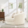 thumbnail image 4 of NkurdSu 61" Oversized Boneless Round Chair, Indoor Deep Seat Cloud Chaise Lounge with 5 Pillows, No Assembly Accent Barrel Chair for Living Room, Bedroom, Beige Corduroy, 4 of 6