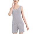 thumbnail image 5 of Tnhcen Women's Built-in Bra Modal Pajama Set Camisole Shorts Sleepwear Comfortable Loungewear Soft Home Wear M-4XL Gray, 5 of 6