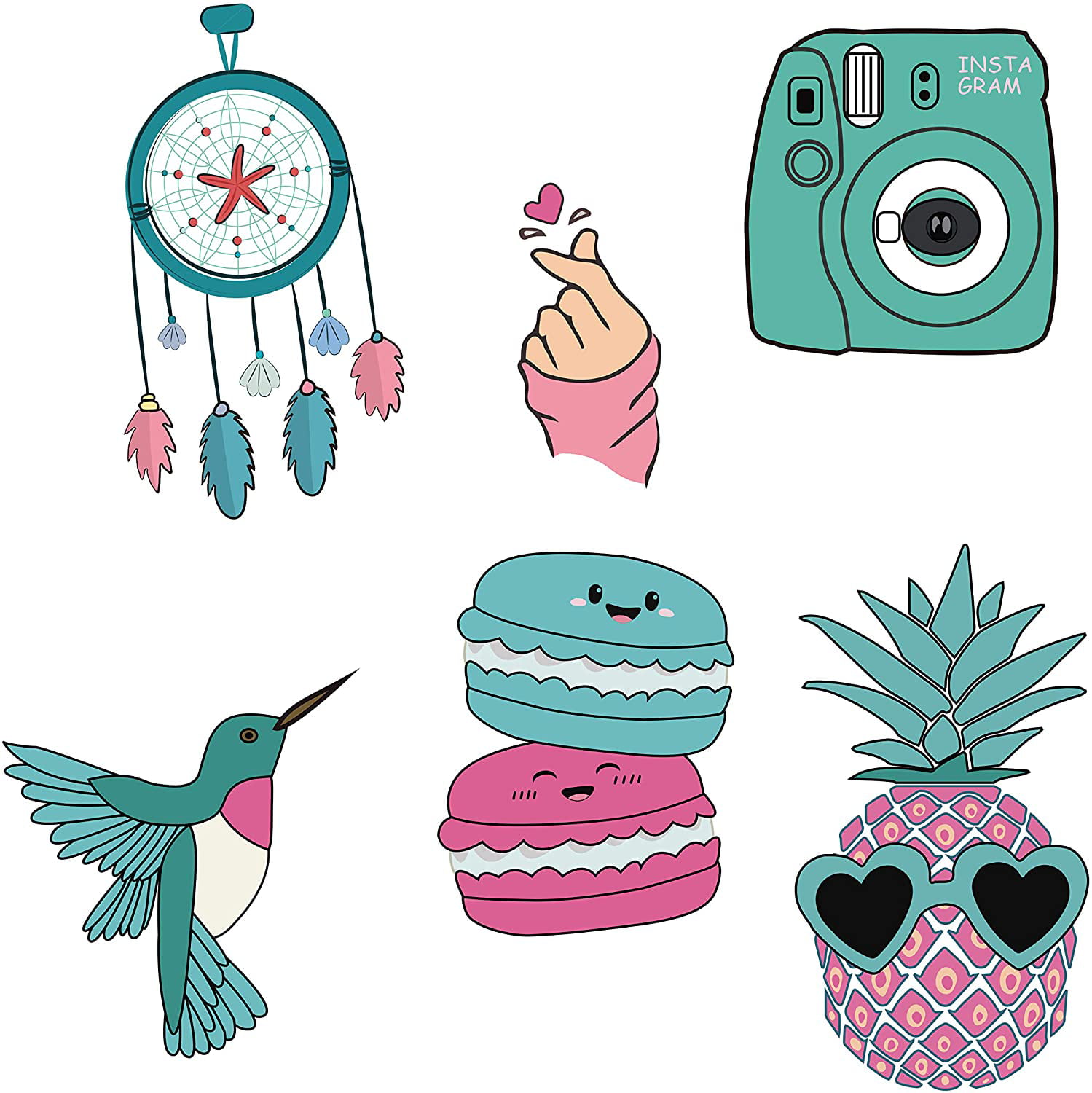 Cute Laptop Stickers(6pcs),Waterproof Vinyl Decal Aesthetic Stickers for  hydroflask,Water Bottle,car,Guitar 