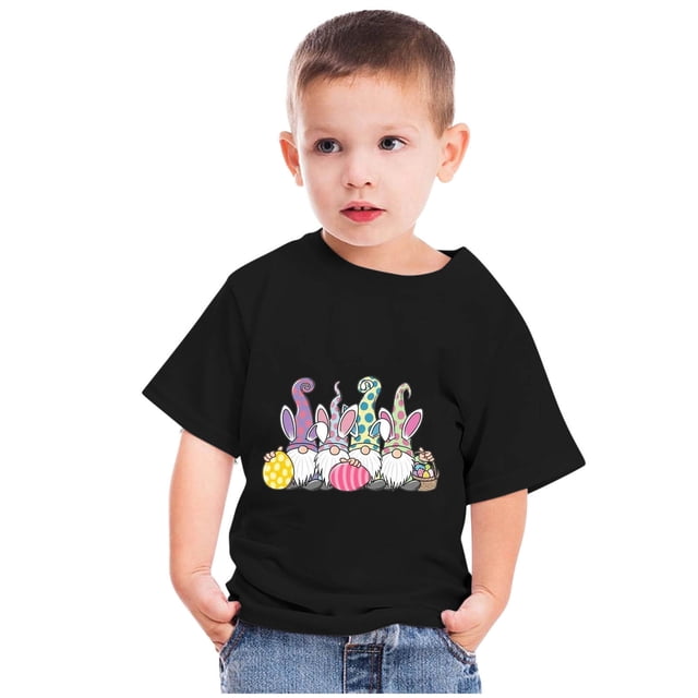 TIMIFIS T-Shirts Graphiques Garçons Filles T-Shirts de Pâques Unisexes Enfants Col Rond Manches Courtes T-Shirts Enfants Mignons Gnomes Œufs Imprimé T-Shirt, 11 Ans