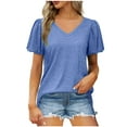thumbnail image 1 of Birdeem Mode Femmes Été T-Shirt Décontracté à Manches Courtes Col en V, 1 of 5