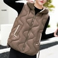 thumbnail image 6 of QUYUON Women Quilted Puffer Vest - Women's Winter Sleeveless Stand Collar Down Vests Padded Gilet Lightweight Full Zip up Jackets Pockets Thicken Warm Padded Coat Outerwear Coffee L, 6 of 6