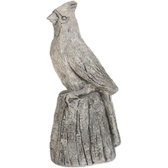 Solid Rock Stoneworks Cardinal Bird Statue on a Stump, 13 Inches Tall, Pre Aged Color