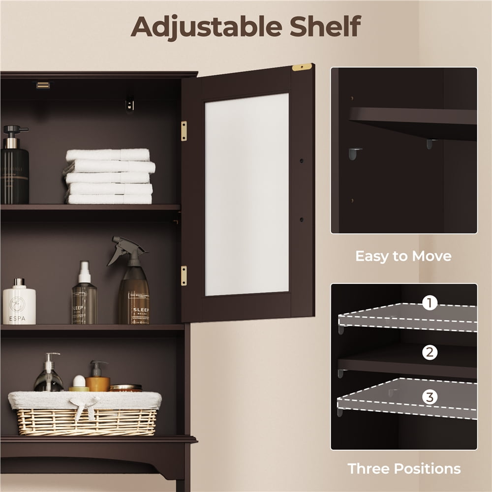 Yaheetech Free-Standing over-the-Toilet Storage Cabinet Shelf for Bathroom, Espresso