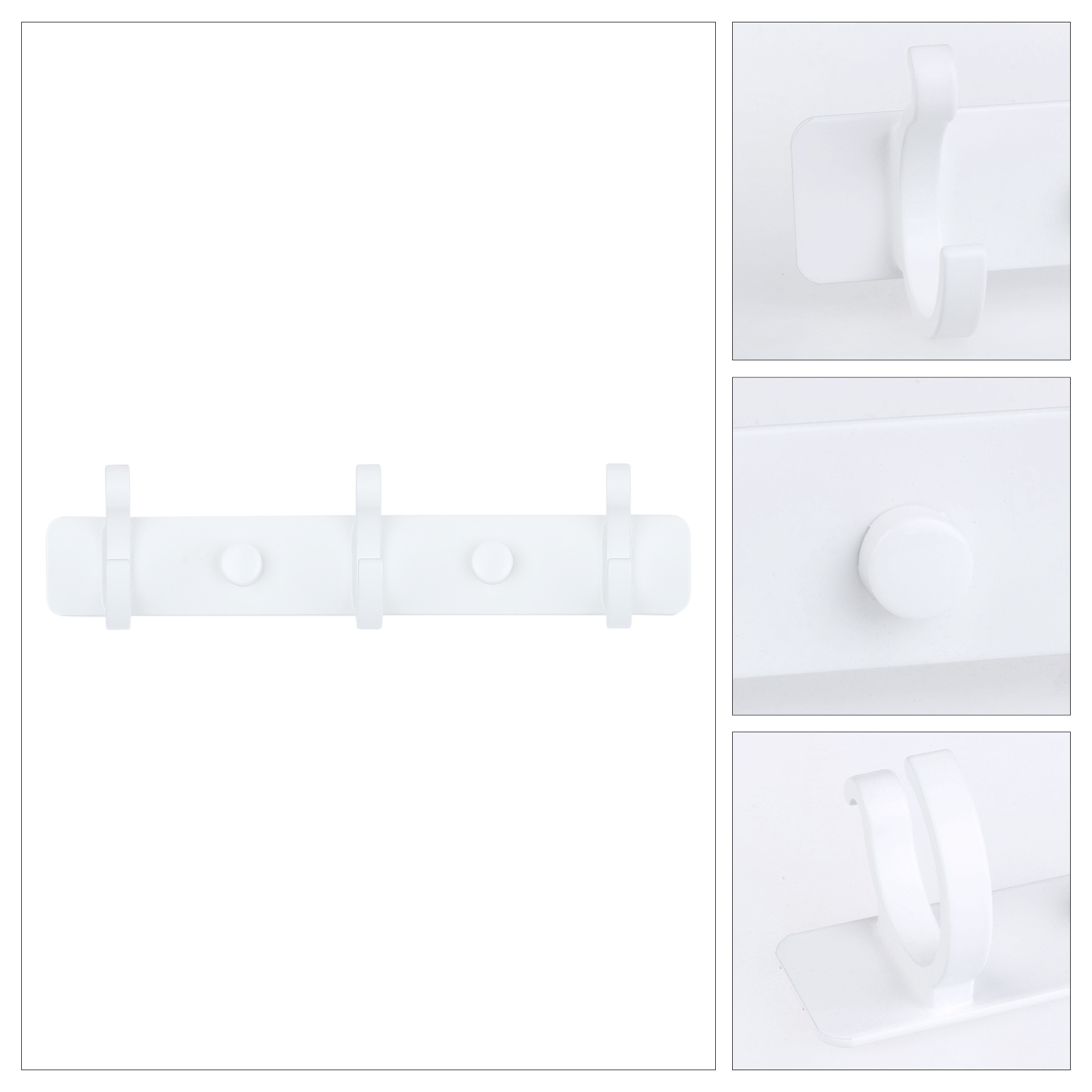 Unique Bargains 1 Pack Coat Rack Wall Mount Metal Coat Hook for Hanging with 3 Hooks White