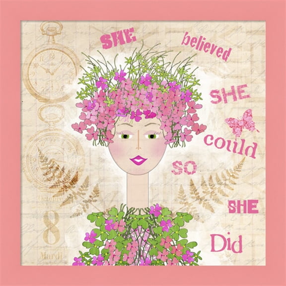 Great Art Now She Believed by Jill Meyer, Framed Wall Art, 14W x 14H