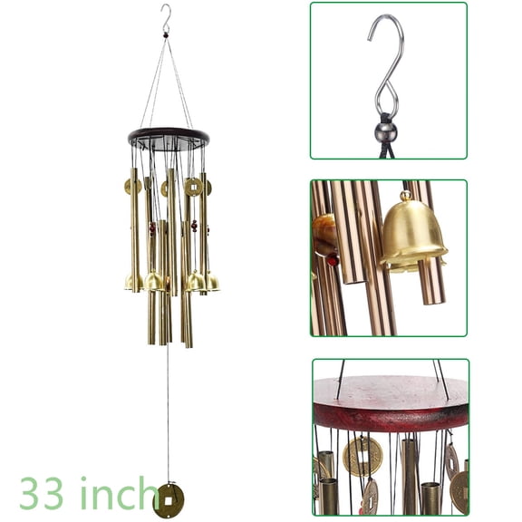 iMeshbean 33inch Wind Chimes Outdoor Hanging Garden Decoration Yard Bells Charm Decor Wind chime Ornament 10 Tube 5 Bells