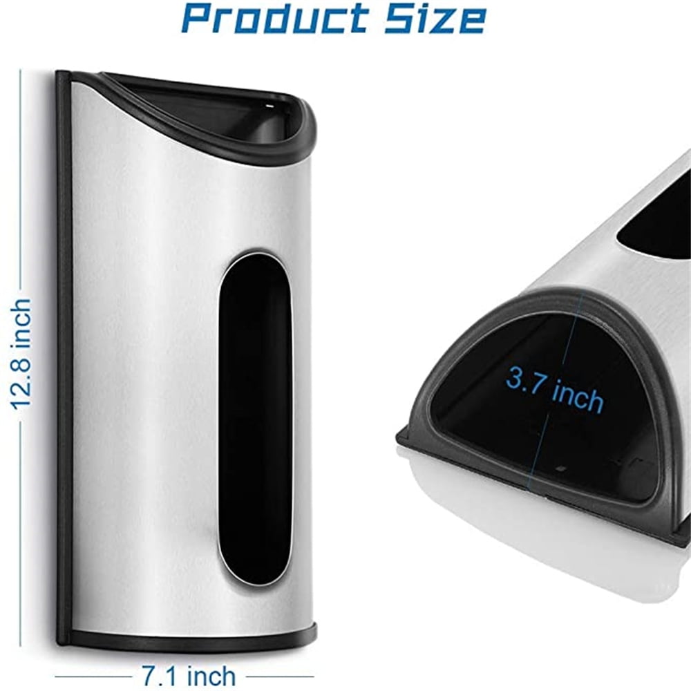 Kepooman Wall Mount Stainless Steel Plastic Bag Holder, Grocery Bag Dispenser Plastic Bag Storage Saver, Silver Kepooman Wall Mount Stainless Steel Plastic Bag Holder, Grocery Bag Dispenser Plastic Bag Storage Saver, Silver