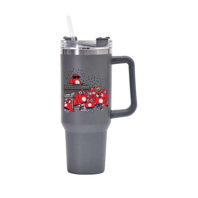 Taza para coche, taza con mango de acero inoxidable 304, taza de hielo con pajita, 40oz