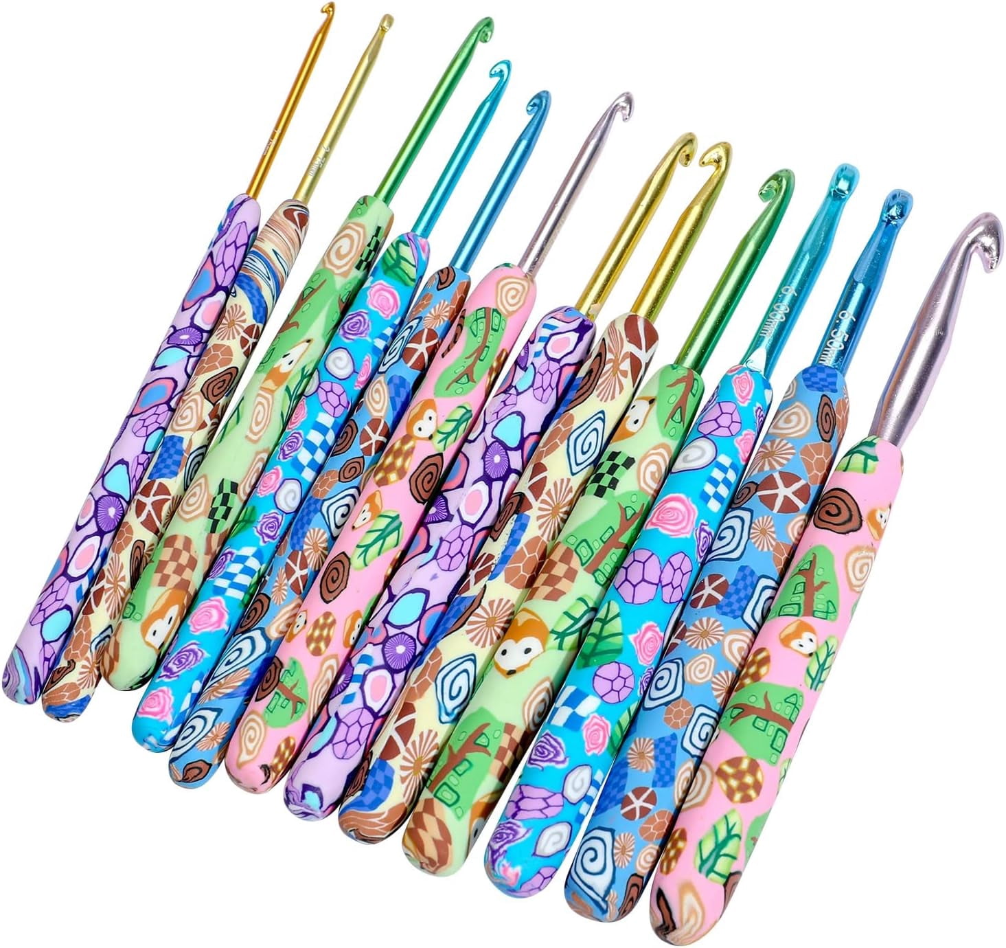 SONGAUN Coopay Complete Crochet Hooks Set for Beginners, 2.25mm-8mm Crochet Hook, Ergonomic Crochet Hooks for Arthritic Hands, Cute Animal Print Comfort Grip, Crochet Needles