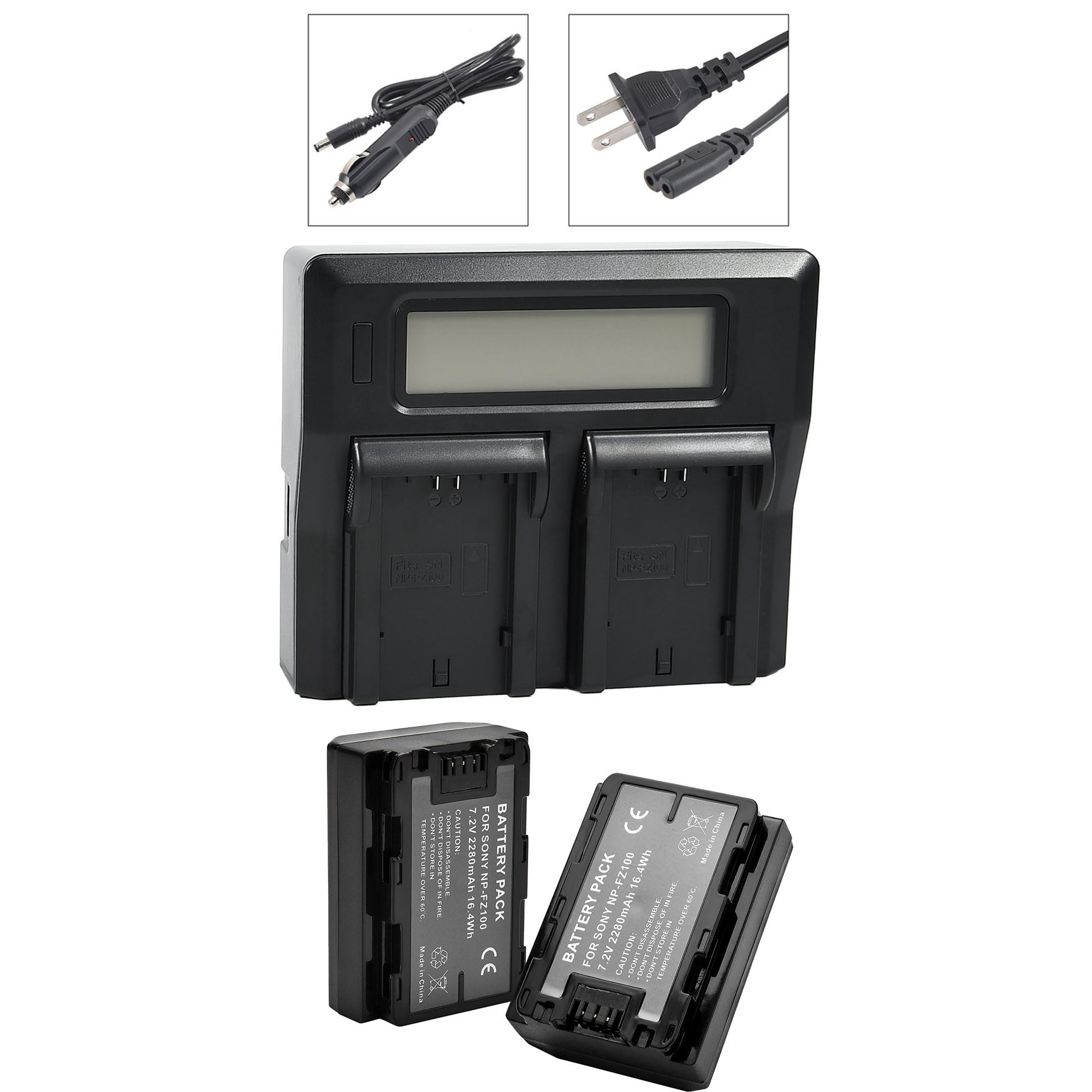 Dual Battery Charger W/ 2X NPFZ100 Batteries Set for Sony 9, A9, 9R