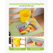 KFFKFF Outdoor Wooden Mud Kitchen for Kids, Backyard Play Kitchen with Stove, Sink, Water Tank, Gardening Tools, Cooking Utensils, Storage Box, and Accessories, Ideal for Home or Garden Play