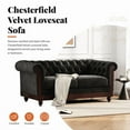 thumbnail image 2 of FFH 59" Couch for Living Room, Chesterfield Velvet Loveseat Sofa with Rolled Arm and Tufted Back, Black, 2 of 8