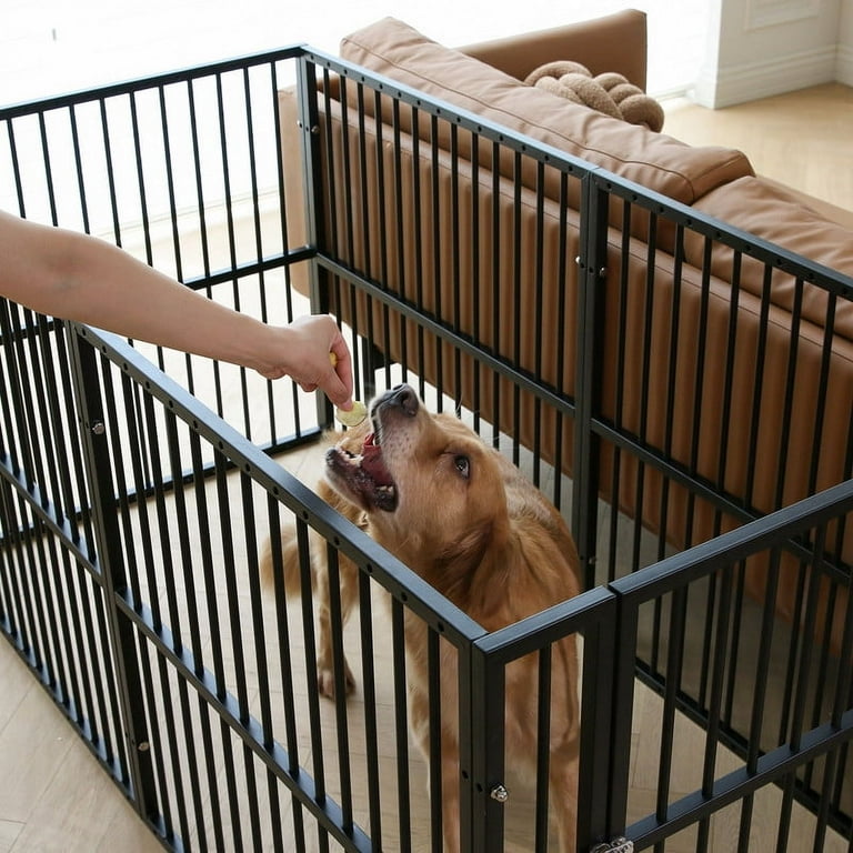 Walnest Dog Playpen 6 Panels 31.5 Height Metal Mesh Dog Fence Exercise Pen Dog Kennel with Doors Foldable Detachable Multiple Shape Pet Puppy Playpen Black Walmart
