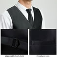 thumbnail image 4 of 3PC Men's Solid Formal Suit Vest Waistcoat Tuxedo Dress Vest Necktie Handkerchief Set Suit Wedding, 4 of 8