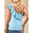 thumbnail image 3 of Asyoly Womens Tops Solid Color One Shoulder Blouse Ruffled Tunic Shirts Sleeveless Loose Tank Top S-XL, 3 of 7