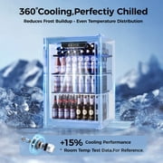 Simzlife 100 Can Beverage Refrigerator and Cooler with Glass Door for Home, 18.8 in D, 25 in H, Black