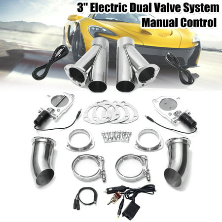 Dual 3''/76mm Exhaust Valve Exhaust System Catback Y-pipe Cutout System Switch Manual
