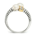 thumbnail image 2 of 14K/Silver Two-Tone Sterling Silver With 14K Fw Cultured Pearl & Diamond By-Pass Ring (Size 6) Made In Thailand qtc67-6, 2 of 5