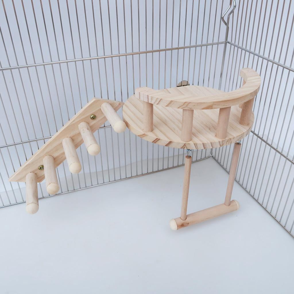 3Pcs Wooden Hamster Platform Small Pet Fence for Play Stand Climbing Ladder Swing Cage Toy Guinea Pigs Exercise Toy for Perch