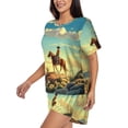 thumbnail image 3 of Womens Pajama Sets With Pocket, Western Sky Desert Cowboy Lounge Sets Short Sleeve Sleepwear PJ Sets for Women, 3 of 6