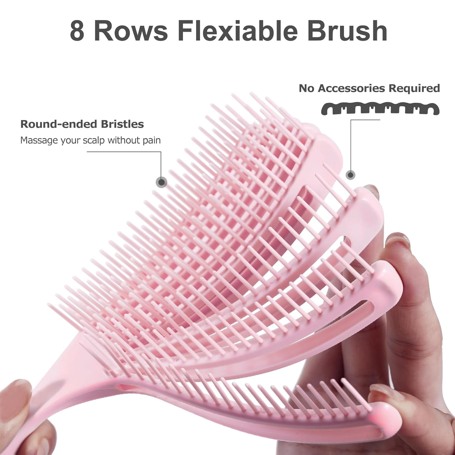 General Detangler Brush for Curly Hair, Hairbrush for Wet Dry Thick Thin, Easily Comb Through Curl Hair and Reduces Breakage, Curly Brush for Women Men Kid (Pink)