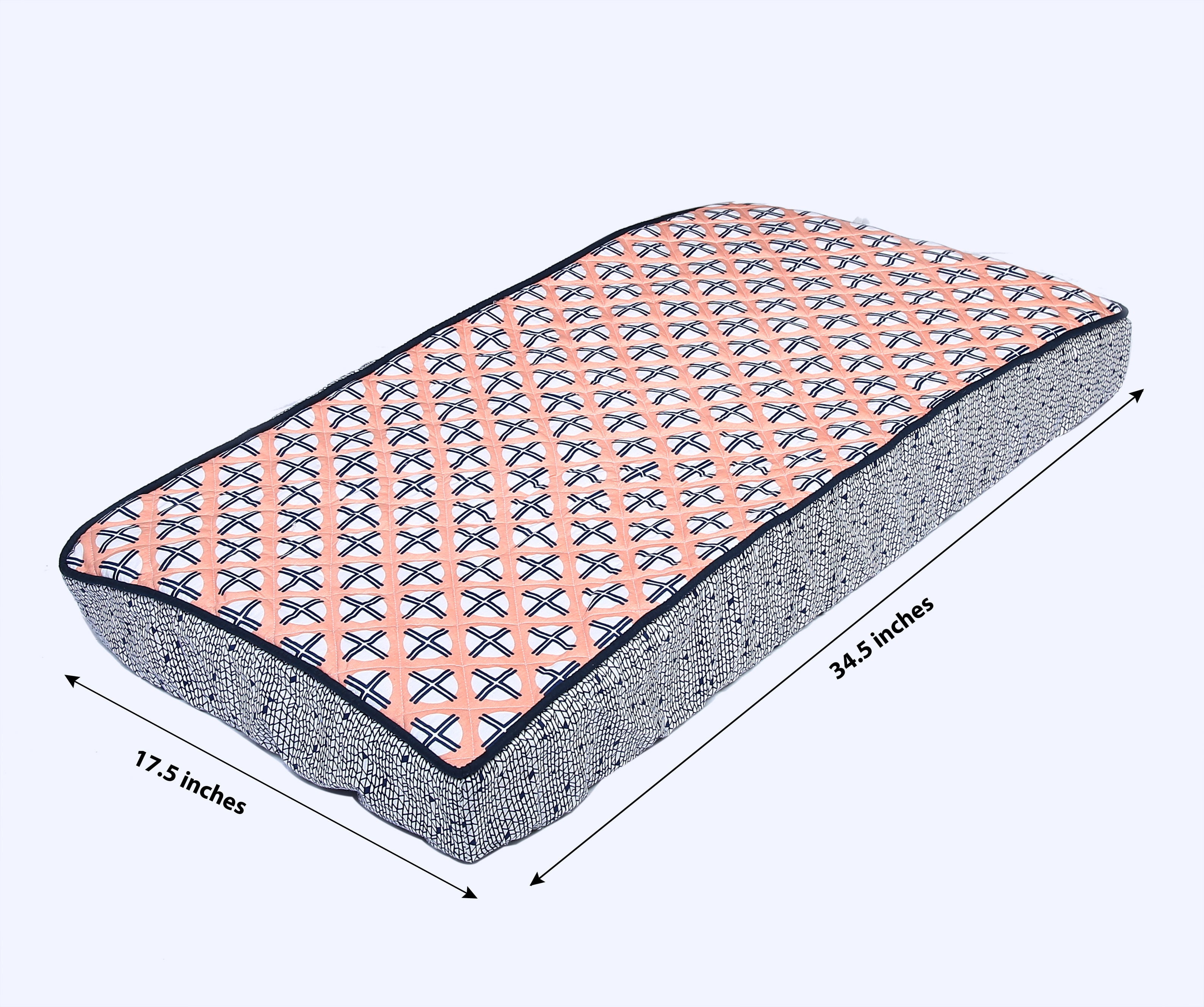 Bacati - Tribal Noah Coral/Navy Girls Quilted Changing Pad Cover