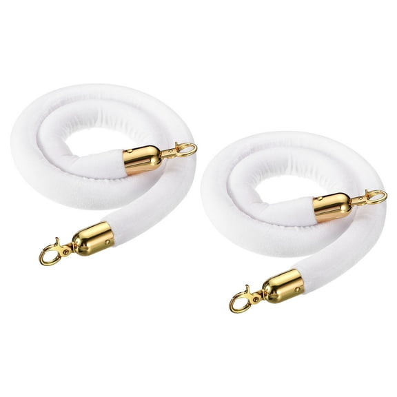 Unique Bargains 4 Feet White Velvet Stanchion Rope 2 Pack Crowd Control Barrier Rope