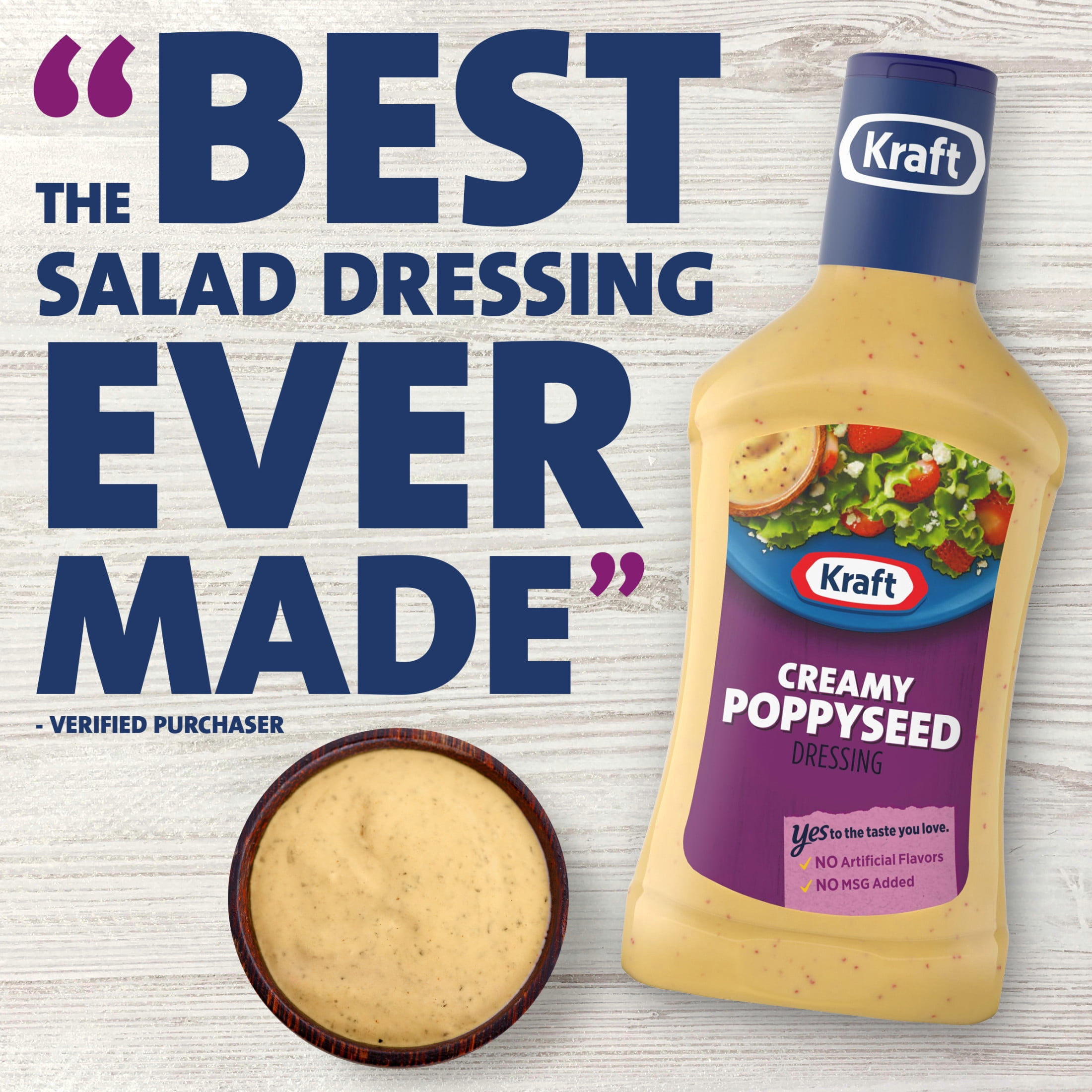 Kraft Creamy Poppyseed Dressing, 16 fl oz Bottle